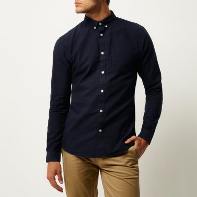 Navy slim fit Oxford shirt